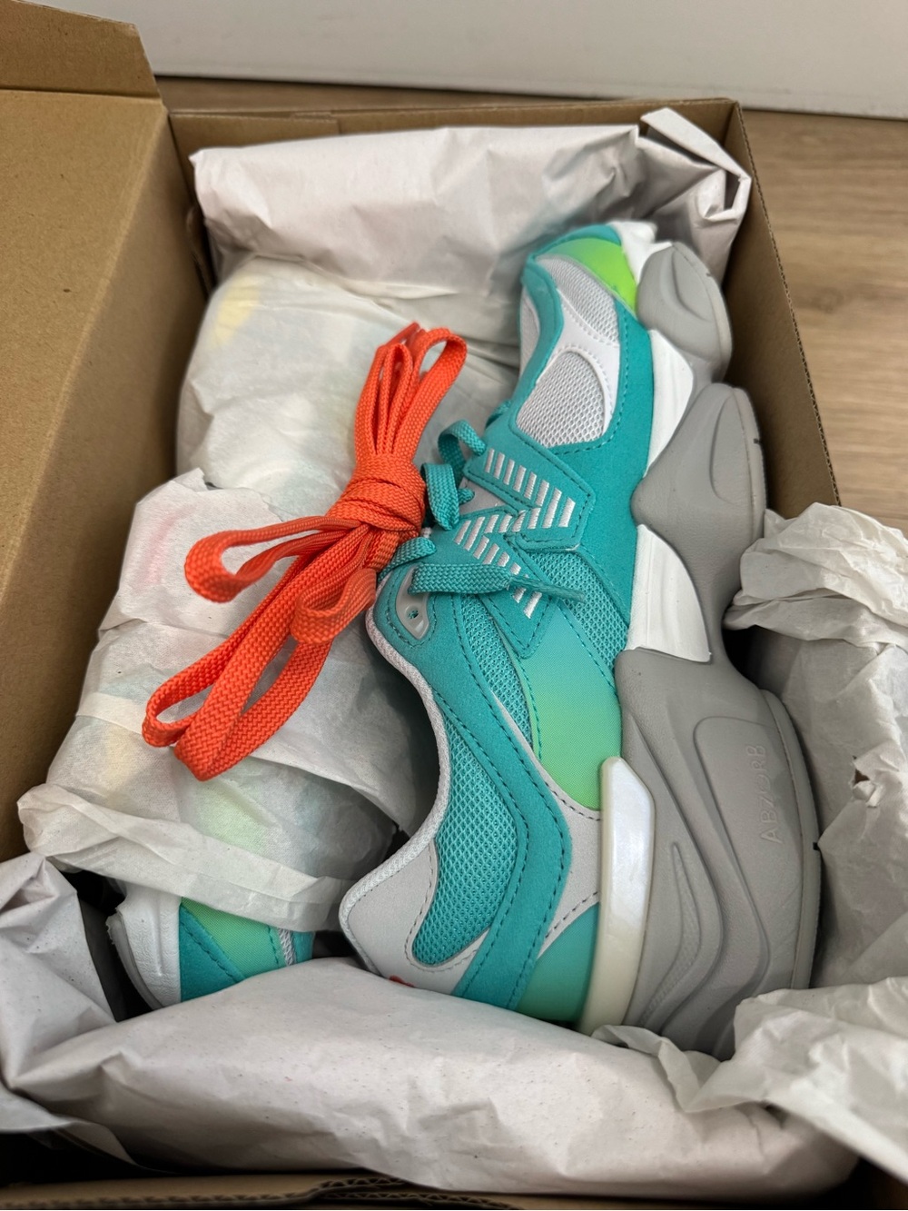 New Balance 9060 Teal, White & Coral Accent Sneakers (Big Kids)